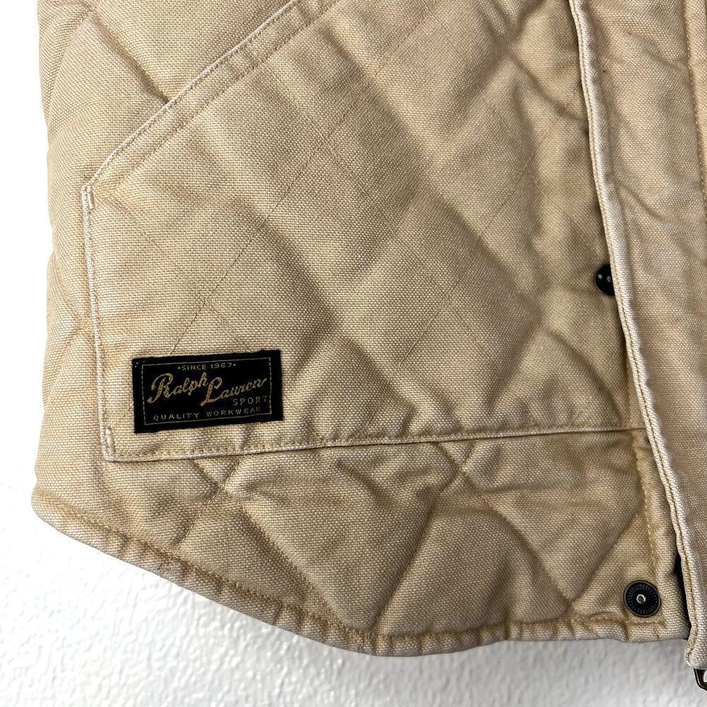 Ralph Lauren Sport Quilted Insulated Vest Zip Up Cream Tan Women's SMALL Cotton - Picture 2 of 8